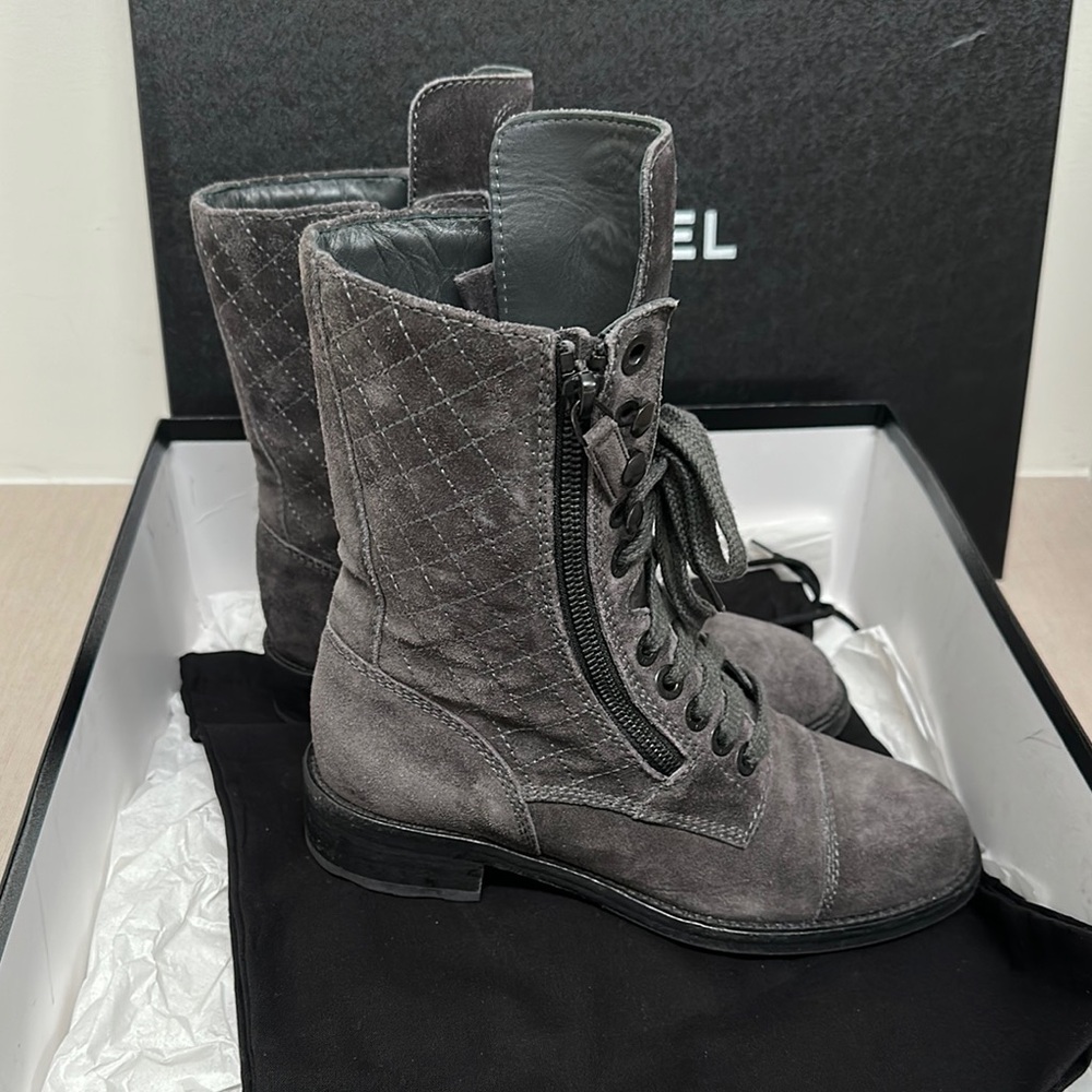 100% AUTHENTIC CHANEL Gray Women’s Boots - Picture 10 of 16